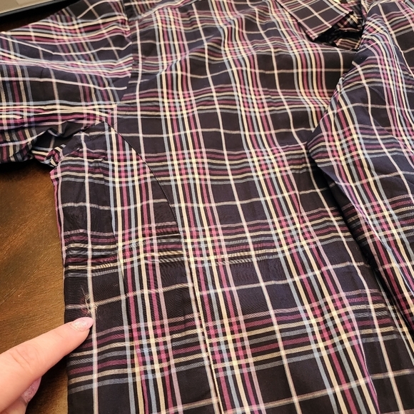 NWT Jared Lang Purple Plaid Roll Tab Sleeve Button down shirt. Men's size 3XL - Picture 15 of 16